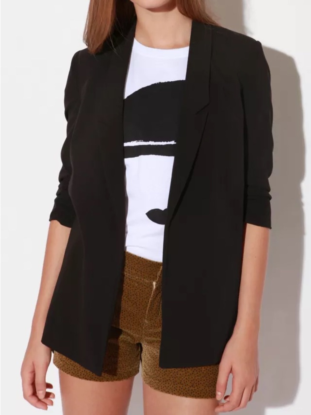 Silence & Noise Rouched Sleeve Blazer